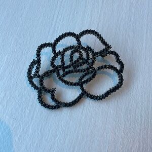 vintage black cristal rose brooch